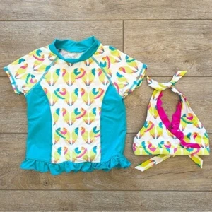Garnet Hill Kids Girls Swimming Tops Size 7 Colorful Parrots Summer Swim Pool - Picture 1 of 10
