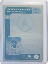 1/1 JASON VARITEK 2001 PACIFIC CARD #75 PRINTING PLATE BOSTON RED SOX CATCHER