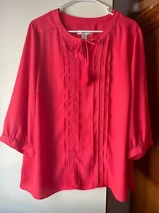 CJ Banks Damen 1X korallenfarbene Bluse 100% Polyester - Bild 1 von 5