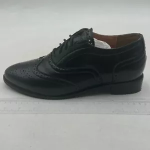 Black Men's Black Leather Classic Lace Up Oxford Low Heel Round Toe Dress Pump - Picture 1 of 7