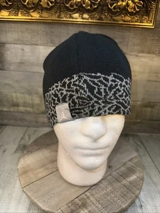 Vintage Jordan Brand Elephant Print Black Beanie - Picture 1 of 9