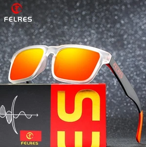 FELRES Men Square Polarized Sport Sunglasses Outdoor Driving Orange Lens Glasses - Picture 1 of 8