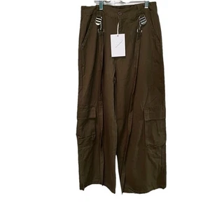 Aelfric Eden NWT Street Wear Wide Leg Cargo Baggy Pants Suspender Sz 28 Pockets - Picture 1 of 21