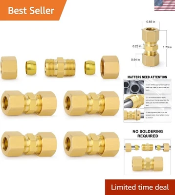 5-Pack Brass Compression Union Fitting 1/2" OD x 1/2" OD for Pipeline Efficiency - Image 1 of 4