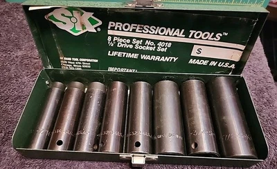 VINTAGE 8PC SK  Impact Socket 6 Point Set 1/2" Drive USA 4018 - Image 1 of 4