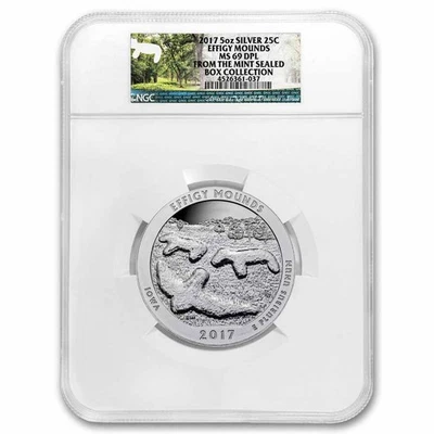 2017 5 oz Silver ATB Effigy Mounds MS-69 DPL NGC - Image 1 of 3