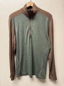 Smartwool Men’s Olive/Brown 250 Merino Wool 1/4 Zip Base Layer Slim Fit Pullover - Picture 1 of 11