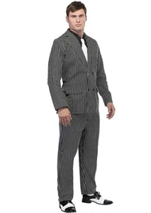 Mens Wide Pin Stripe Gangster Costume Halloween Exclusive Prod FUN One Size Men - Picture 1 of 5