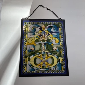 Multicolor Stained Glass Tiffany Style Handing Window Panel 9 7/8*12 1/4in - Picture 1 of 13
