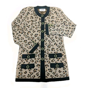 Maglione cardigan donna Laura by Alyzia vintage anni 60 stampa leopardata taglia 6 - Foto 1 di 13