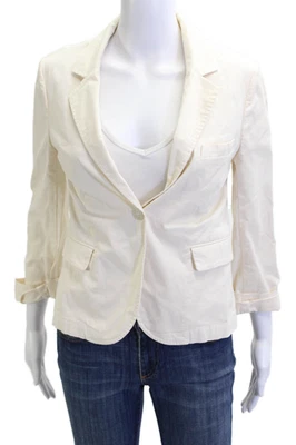 Blazer feminino Nili Lotan algodão um botão manga longa sem forro bege tamanho 2 - Imagem 1 de 4