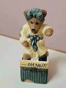 Bearware Trinket-Jewelry-Ring-Stash Box "Oh No" Bear on Bathroom Scale 4" - Picture 1 of 8