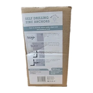 Mortice & Tenon Zinc Anchors – 50 Pack Self Drilling Drywall Anchors with Screws - Picture 1 of 3