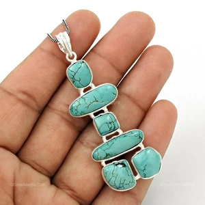 Piedra Turquesa Plata Maciza de Ley Madre Inukshuk Diciembre Colgante Joyería - Imagen 1 de 8