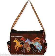 Laurel Burch Native Horses Med/Lg Shoulder Tote Bag Outer Pockets NEW RETIRED