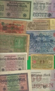 GERMANY 1908 - 1937 ~ MARK ~ 10 X PAPER MONEY LOT#8591 (*-*) - Picture 1 of 5