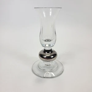Glass & Silver candle holder.  Beautiful single piece. Vintage? - Picture 1 of 9