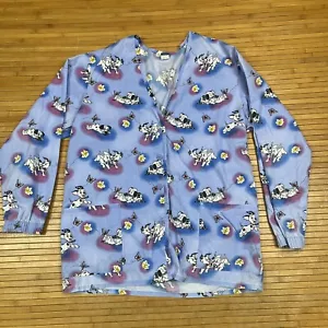 Medium Blue Disney 101 Dalmatians Lab Coat Dogs Butterflies Leaves - Picture 1 of 5