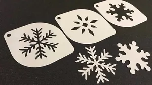 #7.1 Set di 3 pz Stencil Natalizi Fiocco di Neve Carta di Natale Cupcake Polvere Pittura Artigianato - Foto 1 di 3