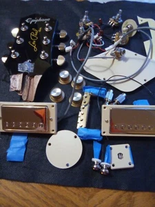 EPIPHONE NEW PICKUPS,BRIDGE,TUNERS,POTS/GOLD KNOBS,GAURDS WHOLE SETUP - Picture 1 of 11