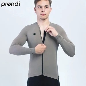 Camiseta deportiva de ciclismo PRENDI para hombre manga larga caqui liso profesional ropa de bicicleta verano - Imagen 1 de 10