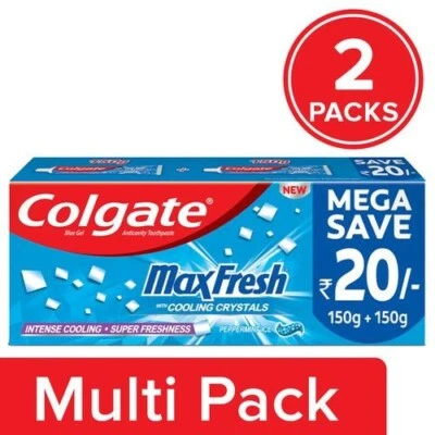 Colgate Max Fresh Anticavity Gel Toothpaste Peppermint Ice | 2 x 300g Saver Pack - Image 1 of 4