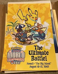 Rare Hawaii Pokemon World Championships 2007 Poster Pikachu 17”x11” TCG - Picture 1 of 4