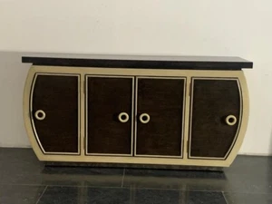 Art Deco Style Lacquered Sideboard with Rounded Sides, 1990s - Foto 1 di 12