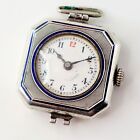 1918 SILVER HALLMARKED "ENILA" BLUE ENAMEL WATCH TRENCH STYLE RED 12 ANTIQUE