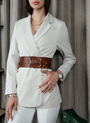 Genuine Leather underbust corset, brown waist belt, dress belt with pendant - Image 1 of 4