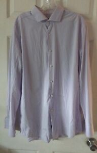 Hugo Boss Button Up Long Sleeve Dress Shirt Men's 18/46 Solid Lavender 
