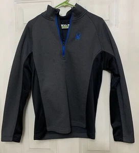 Men’s Spyder 1/4 Zip Pullover Size Medium Black/Gray/Blue - Picture 1 of 5
