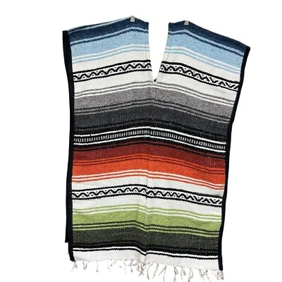 Poncho tradicional mexicano multicolor Serape Gaban adulto talla única para la mayoría Foto 1 de 4