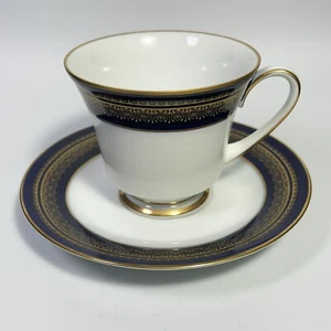 NORITAKE Vienna CUP & SAUCER Legacy collection 2796 Blue with Gold Trim EUC - Picture 1 of 8