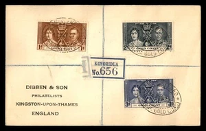 Mayfairstamps Gold Coast 1937 Koforidua Registered Coronation Set cover aar_8700 - Picture 1 of 2