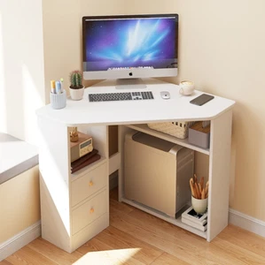 Corner Computer Desk w/Drawers&Shelves-Home Office,Gaming,Study PC Workstation - Picture 1 of 13