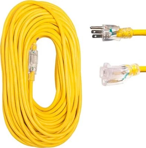 Cable de extensión de alimentación de 100/50/25 pies exterior e interior resistente 12/3 durabilidad iluminada - Imagen 1 de 31