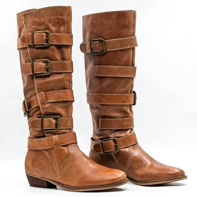 Botas Diba Wmn Cuero Marrón Hebilla Correa Motociclista Retro Años 90 De Colección 8US EUR38 Foto 1 de 4