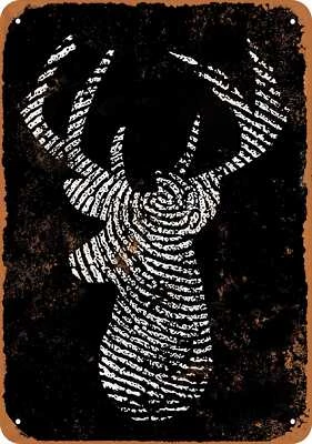 METAL SIGN - Deer Fingerprint (BLACK) -- Vintage Look - Image 1 of 2