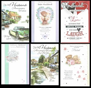 HUSBAND ANNIVERSARY CARD ~ SENTIMENTAL VERSES ~ Choice of design ~ L@@K... - Picture 1 of 14
