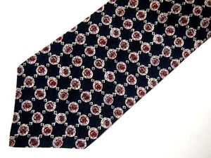 Vtg Zylos George Machado Mens Necktie Tie Navy Blue Grey Red Geometric 56" - Picture 1 of 4