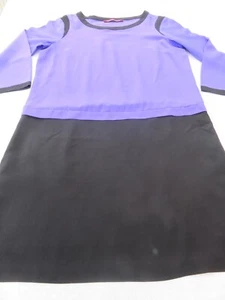 COMPTOIR DES COTONNIERS GORGEOUS BLACK PURPLE 100% SILK 3/4 SLEEVE DRESS UK 12 - Picture 1 of 15