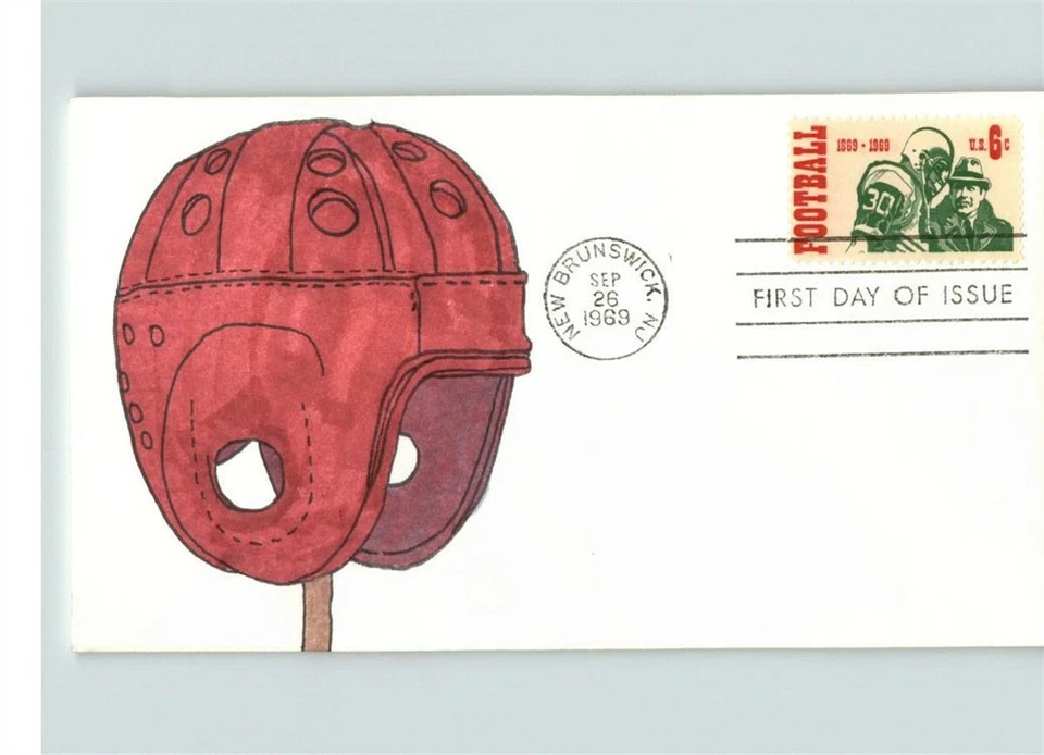 College FOOTBALL, 1969 Hand Painted old-fashioned HELMET, First Day # 1 of 1 - Image 1 of 1