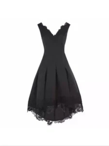 New Coast Size 6 Black Messina Floral Lace Trimmed Party Midi Prom Dress £249 - Picture 1 of 3