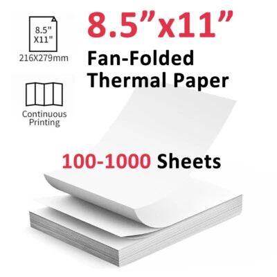 100-1000 Sheets 8.5" x 11" Thermal Printer Paper US Letter Size Thermal Papers - Image 1 of 4