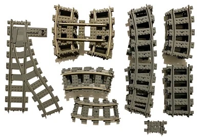 LEGO Train Tracks Lot Switches Straight Curve 9V & Regular Base Gray & Blue Gray - Image 1 of 4