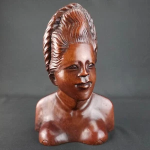 Vintage Bali Indonesian 9" Hand Carved Wood Woman Bust - Picture 1 of 9