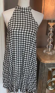 Mudpie Women’s Black White Check High Neck Sleeveless Dress Size Small NWOT - Picture 1 of 8