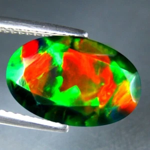 2.52 CT 12X8MM AMAZING MULTI-COLOR SPARKLING NATURAL SOLID BLACK OPAL - Picture 1 of 3