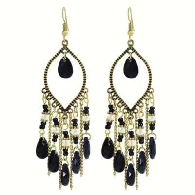 Tassel Earrings - Onyx Black & Gold Plated ✨FREE SHIP - Image 1 of 3